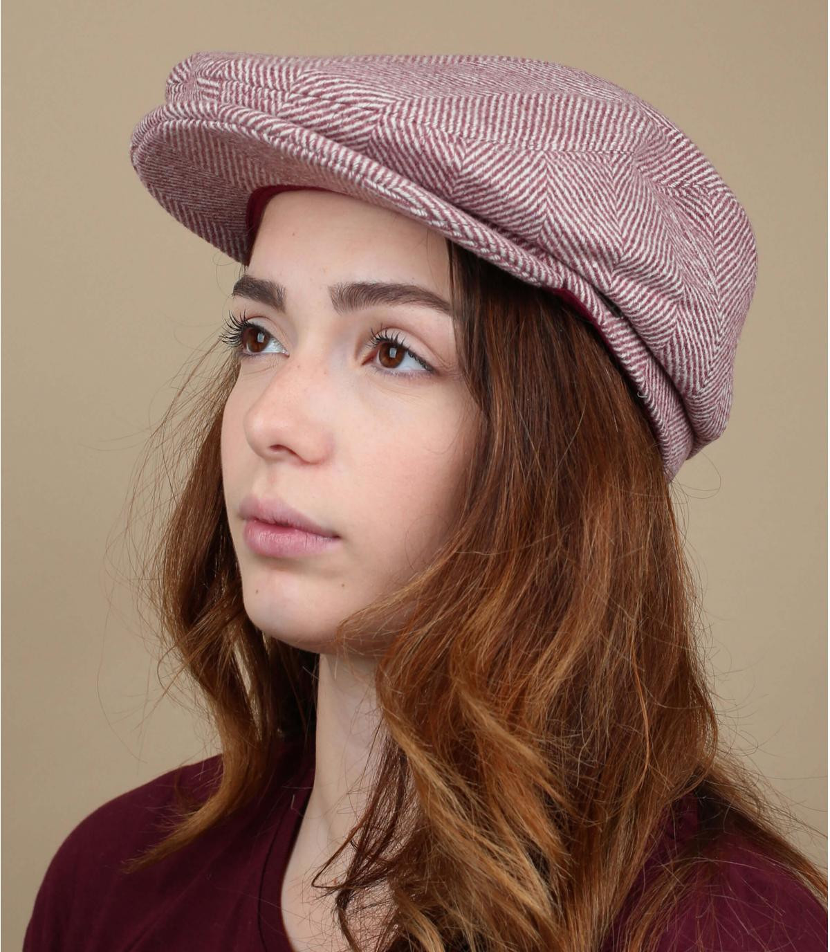 Damen Flatcap Wolle rosa Ixia Cap lipstick